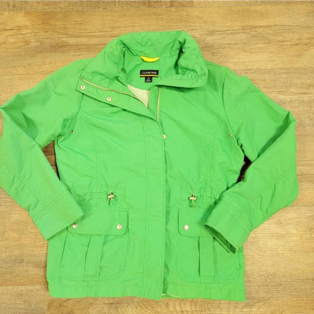 Lands End Womens Size S Rain Jacket Windbreaker Green Nylon Hooded Lightweight - Picture 16 of 16